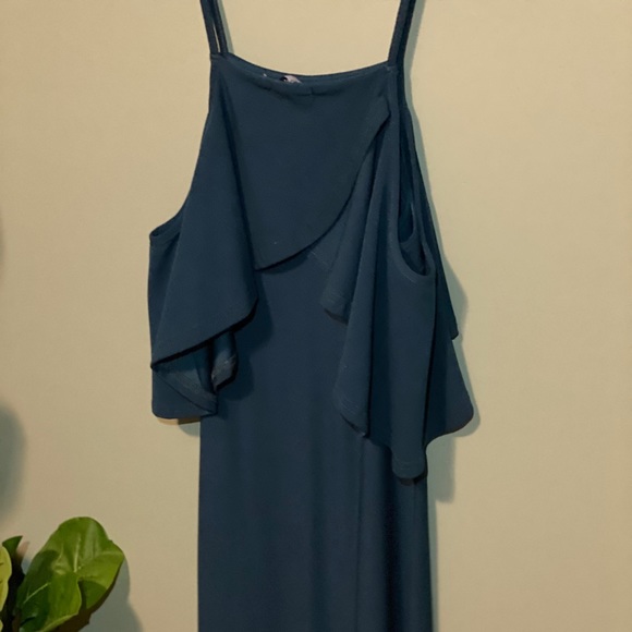 Dark teal Peplum shoulder cocktail dress - Picture 2 of 9